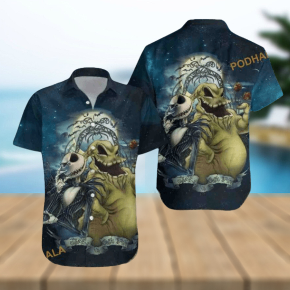 Jack & Oogie Boogie Nightmare Aloha Shirt, Mens Christmas Hawaiian Shirt - Limotees