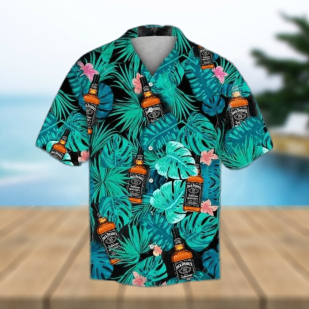 Jack Daniels Hawaiian Shirt Whiskey Tropical Leaves Aloha Shirt - Limotees