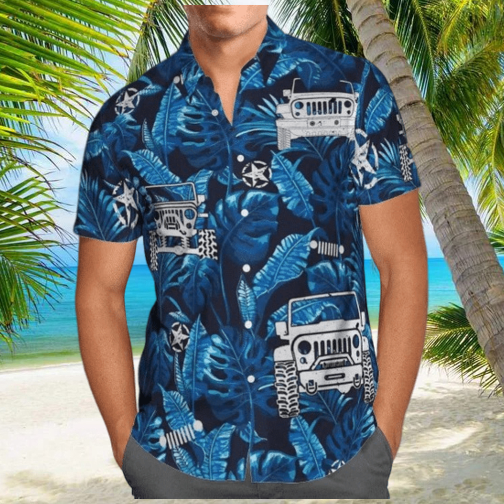 Jeep Car Tropical Blue Hawaiian Shirts - Limotees