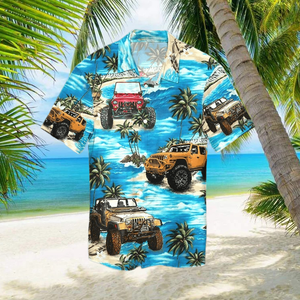 Jeep On Beach Blue Summer Vibe Unisex Hawaiian Shirts - Limotees