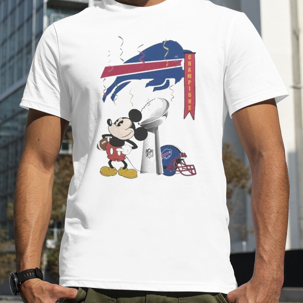 Mickey Mouse NFL Buffalo Bills Football Super Bowl Champions Helmet Logo Shirt