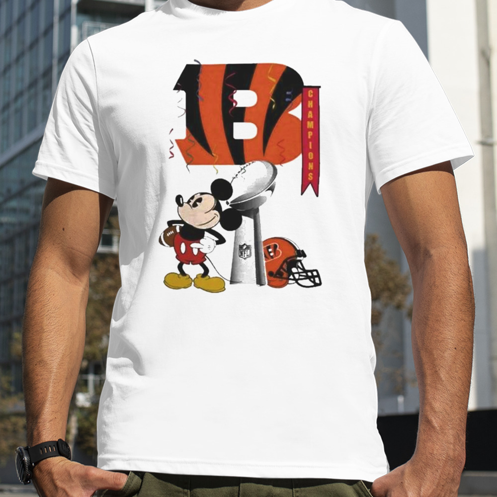 Mickey Mouse NFL Cincinnati Bengals Football Super Bowl Champions Helmet Logo Shirt