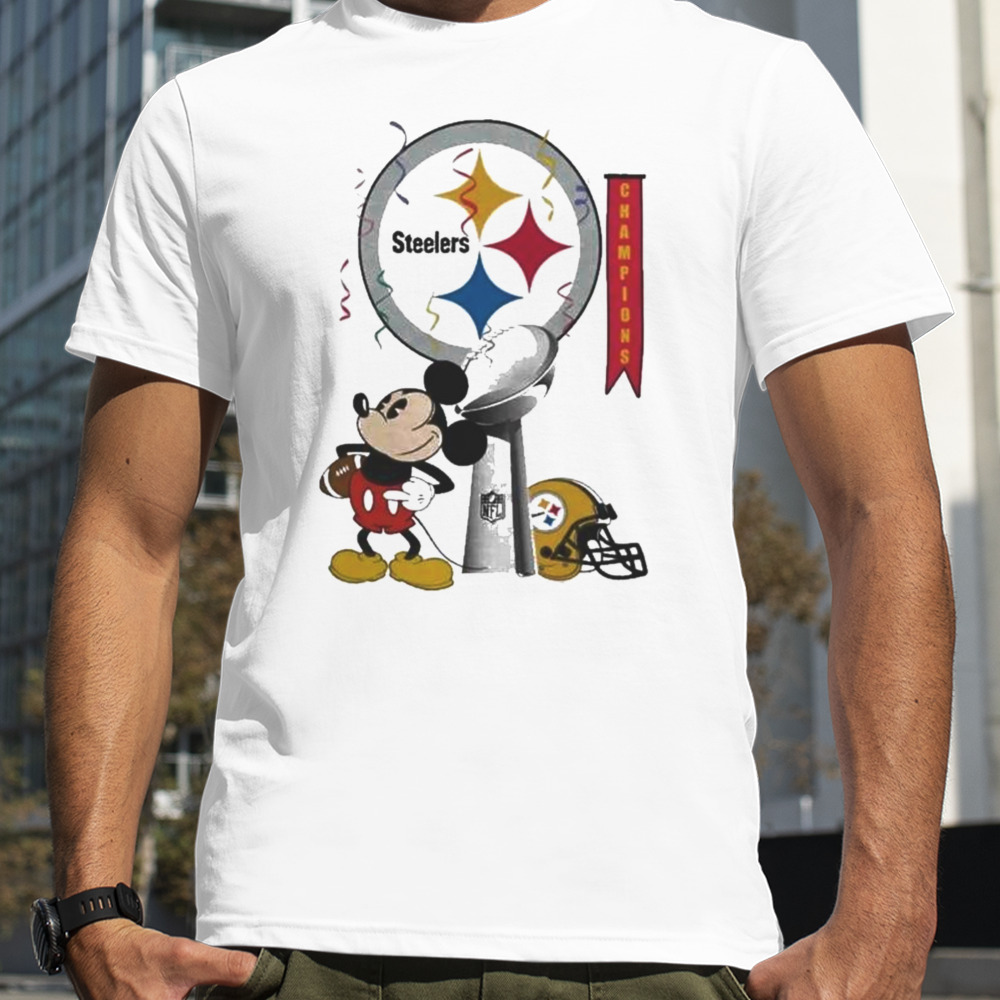 Mickey Mouse NFL Pittsburgh Steelers Football Super Bowl Champions Helmet Logo Shirt