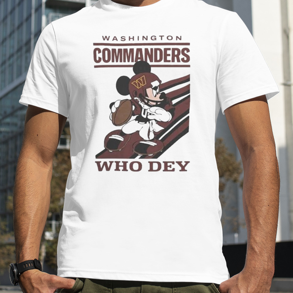 Mickey Mouse Nfl Washington Commanders Football Player Who Dey Slogan Shirt