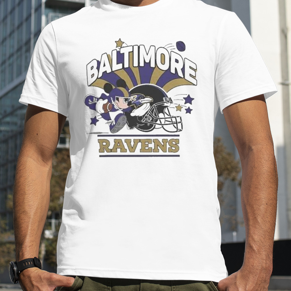 Mickey Mouse Player Baltimore Ravens Football Helmet Logo Character Shirt