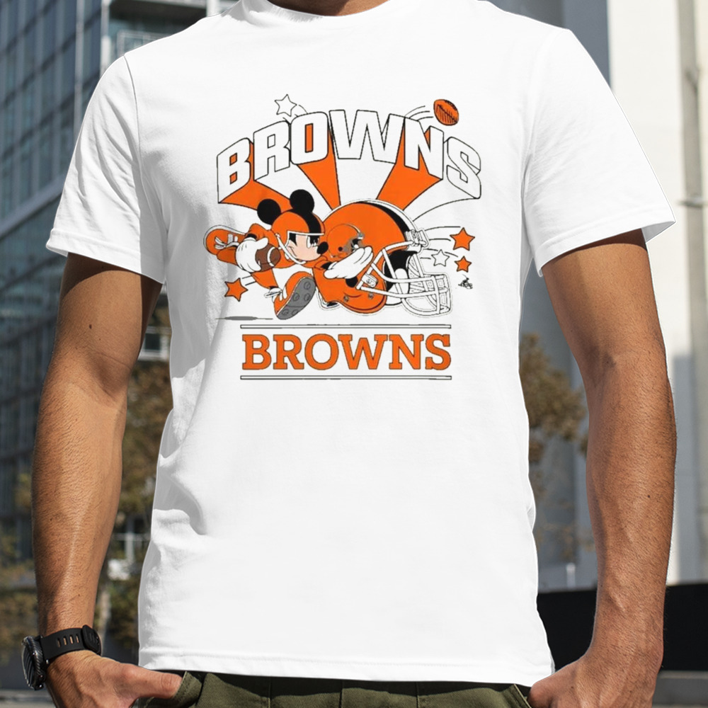 Mickey Mouse Player Cleveland Browns Football Helmet Logo Character Shirt