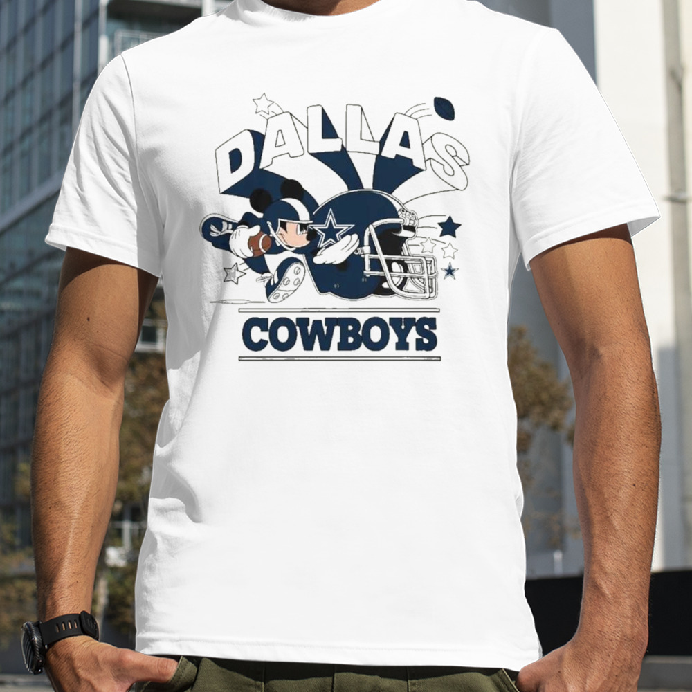 Mickey Mouse Player Dallas Cowboys Football Helmet Logo Character Shirt