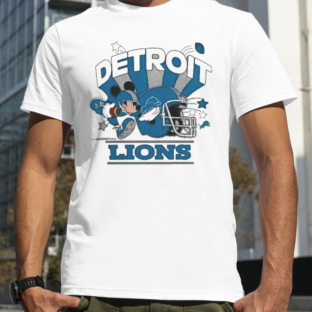 Mickey Mouse Player Detroit Lions Football Helmet Logo Character Shirt