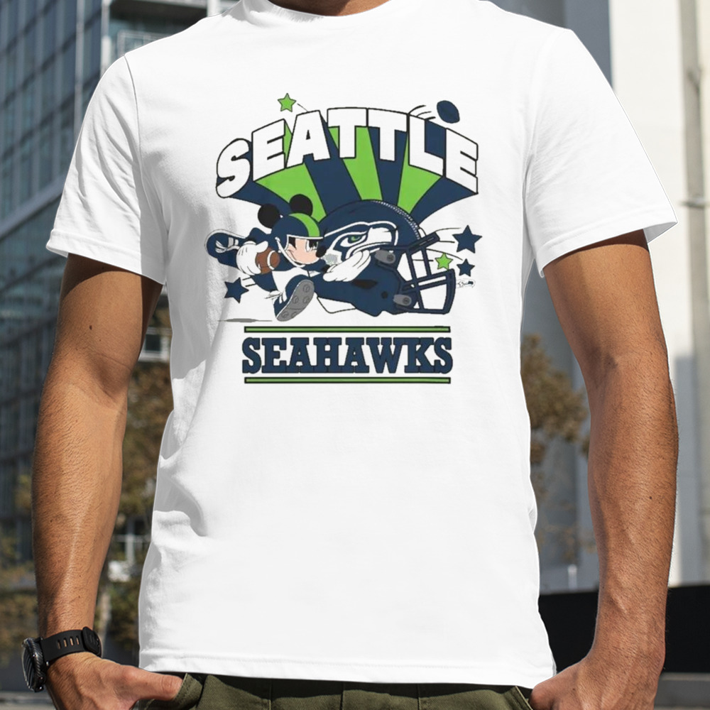 Mickey Mouse Player Seattle Seahawks Football Helmet Logo Character Shirt