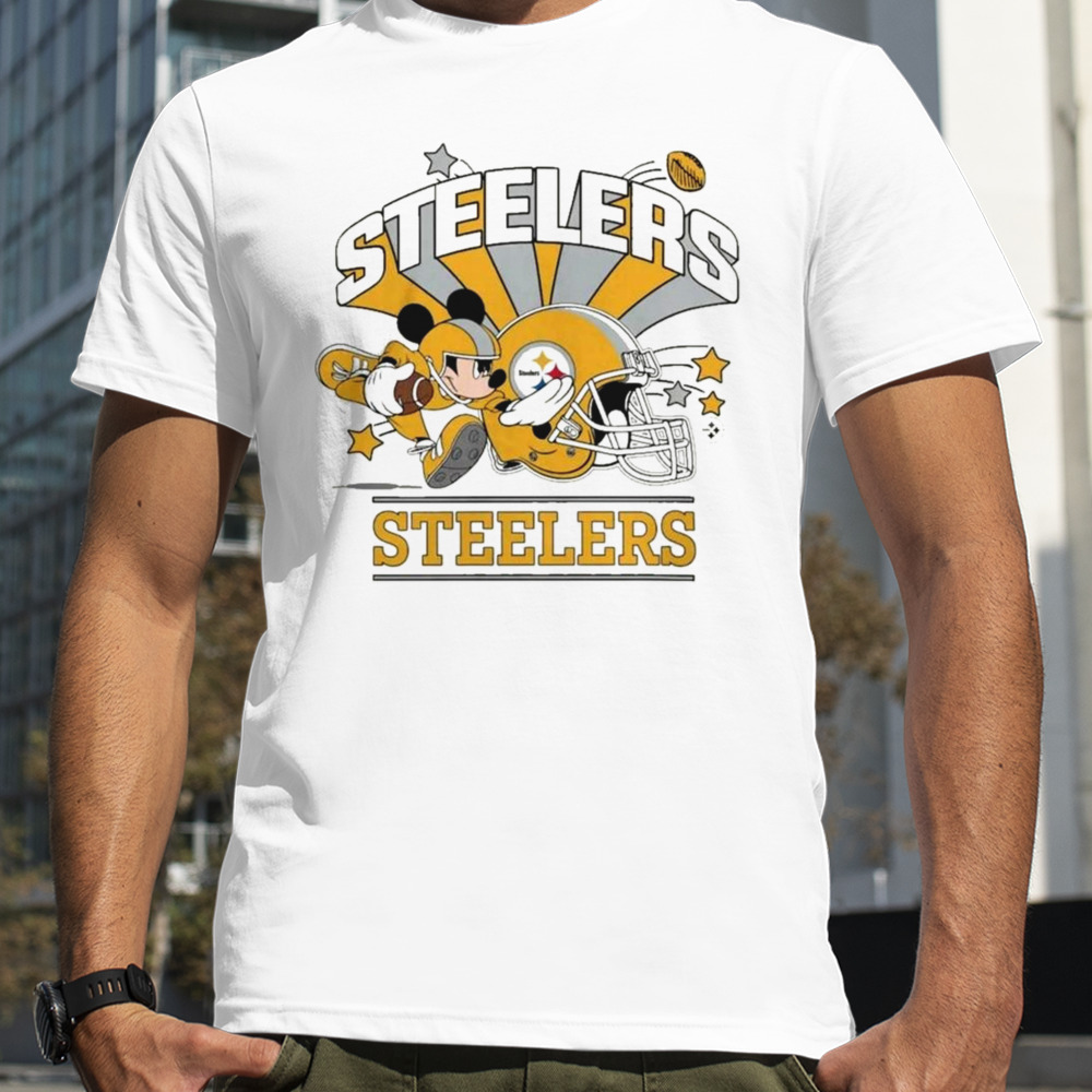 Mickey mouse player Pittsburgh Steelers Football helmet logo character Shirt