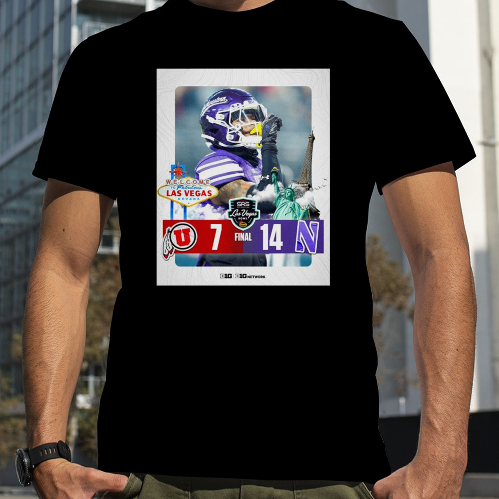 Northwestern Wildcats Win 14 7 Utah Utes 2023 SRS Distribution Las Vegas Bowl Final Score Shirt