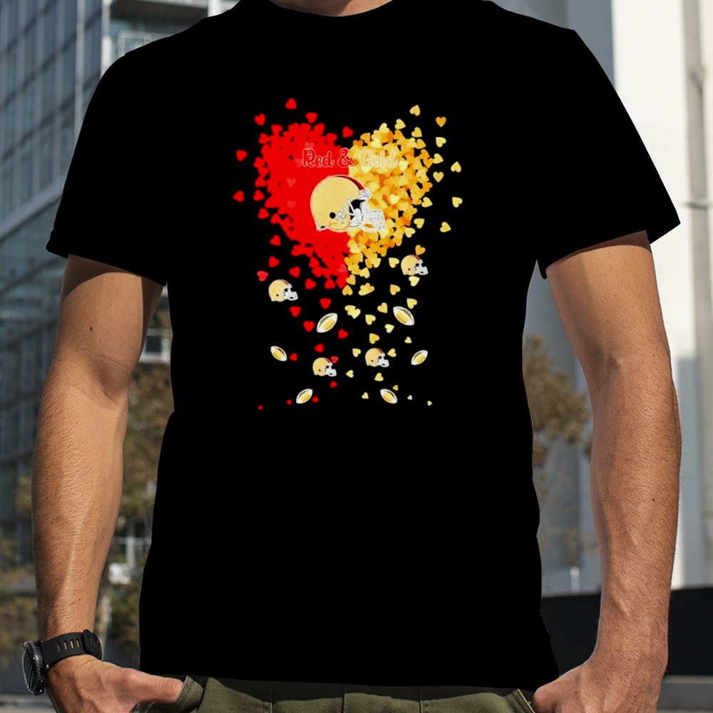 San Francisco 49ers football gold and red in my heart shirt