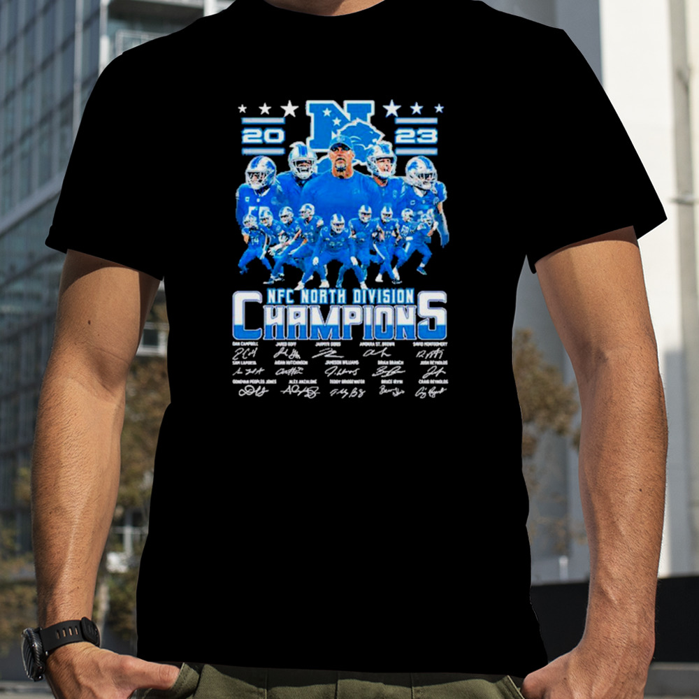 2023 NFC North Division Champions Detroit Lions Players Signatures Shirt