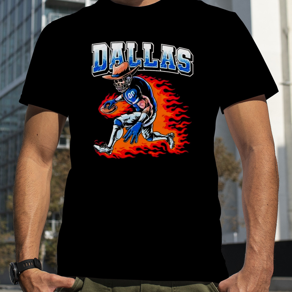 Dallas Cowboys flaming skeleton player shirt