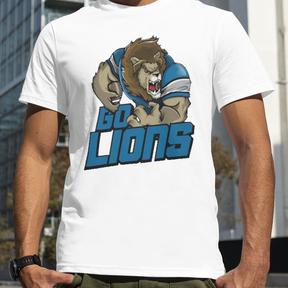 Detroit Lions Football Go Lions Mascot T-Shirt