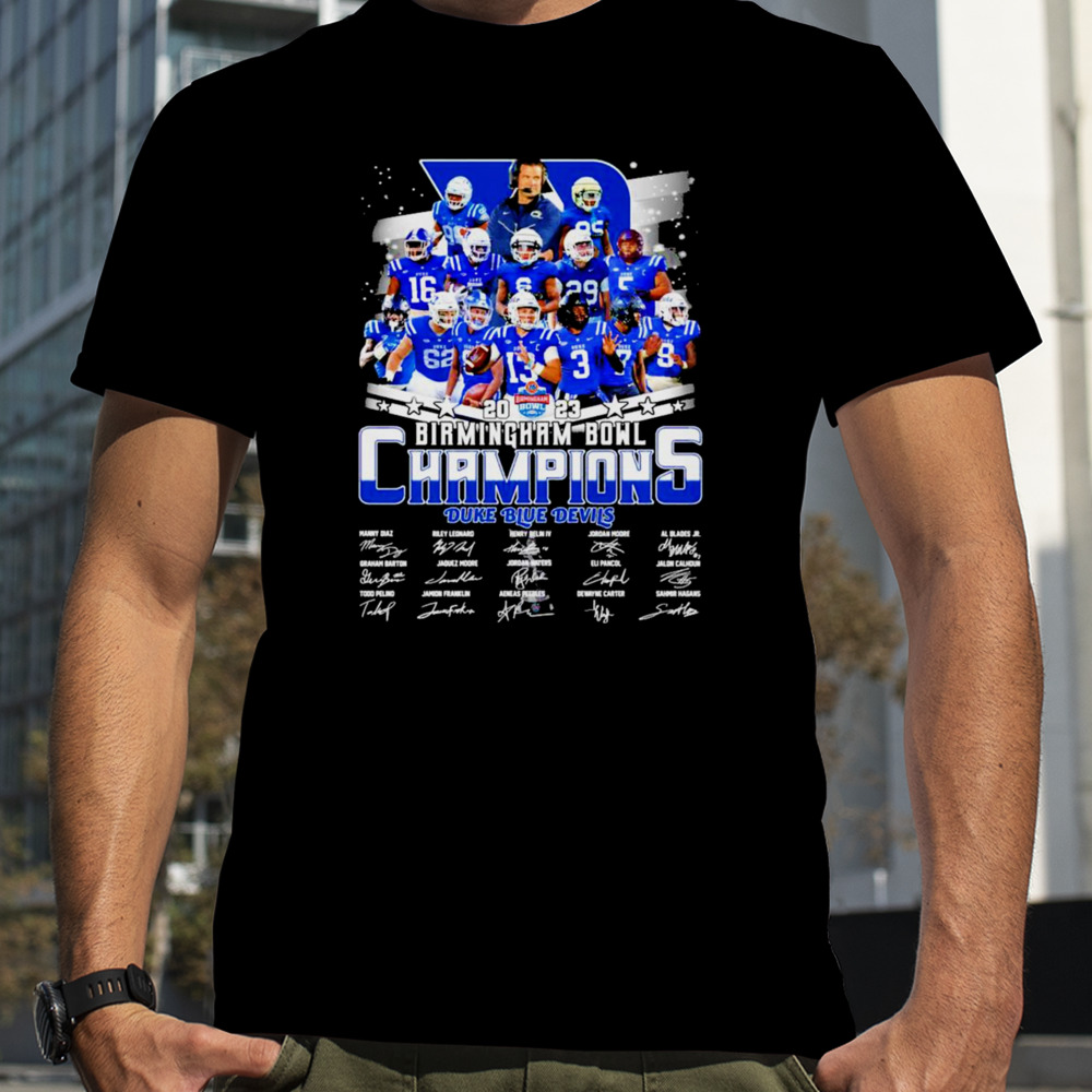 Duke Blue Devils 2023 Birmingham Bowl Champions Signatures Shirt