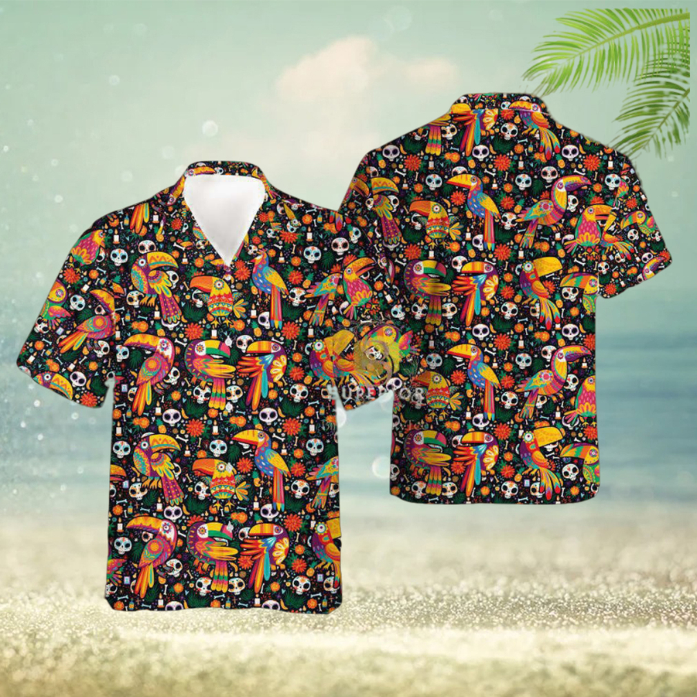 Jungle Bird Skeleton De Los Muertos Hawaiian Shirt - Limotees