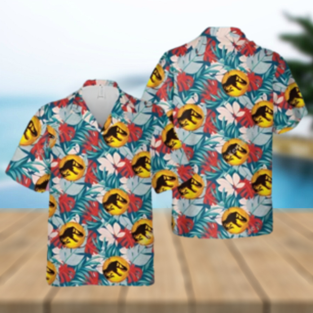 Jurassic Park Hawaiian Shirt Jurassic Park Symbol Tropical Flaura - Limotees