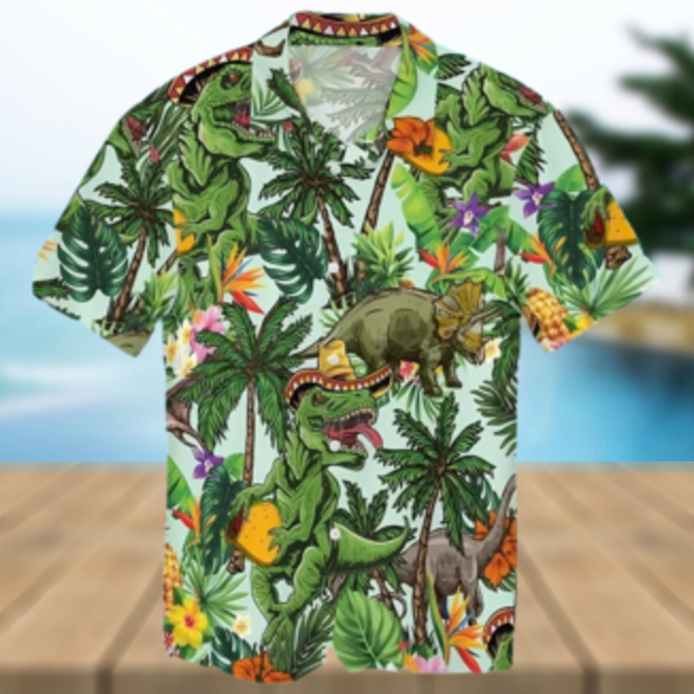 Jurassic Park Hawaiian Shirt T rex With Taco Jurassic Dinosaur - Limotees