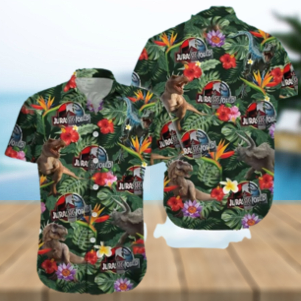 Jurassic Park Hawaiian Shirt Tropical Leaves And Flower - Limotees