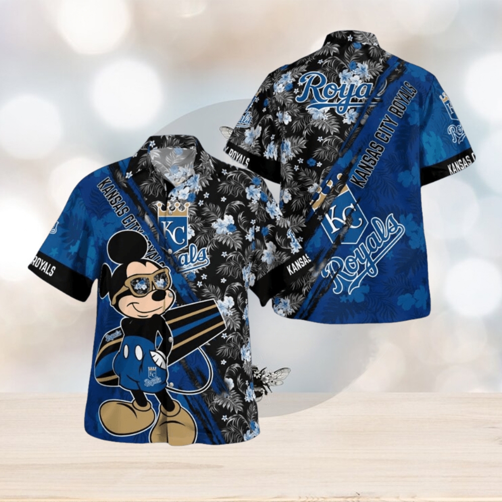 Kansas City Royals Mickey Mouse Floral Short Sleeve Hawaii Shirt - Limotees