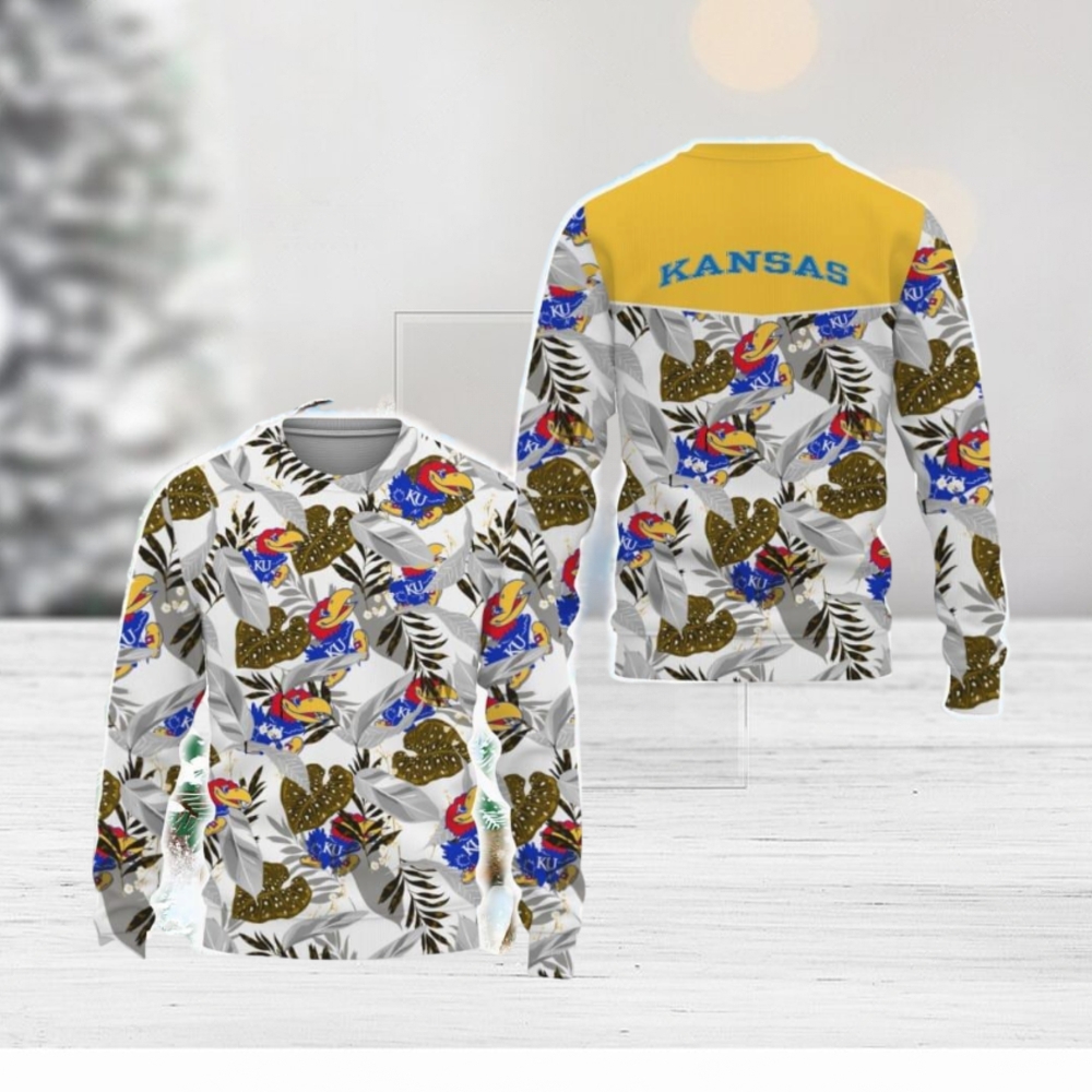 Kansas Jayhawks Champions Sports Hawaiian Tropical Patterns Shirt Ugly Christmas Sweater - Limotees