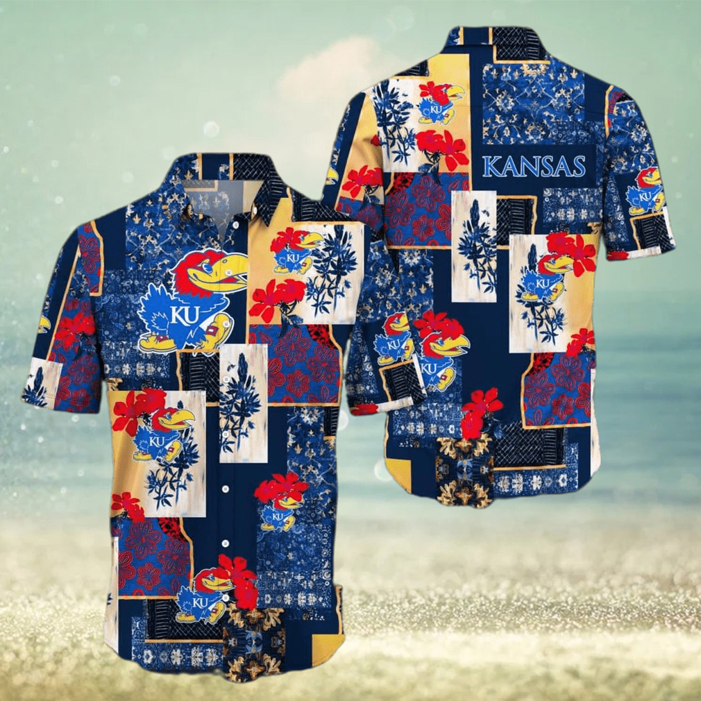 Kansas Jayhawks Map US Pattern Hawaiian Shirt Short Sleeve For Men And Women - Limotees