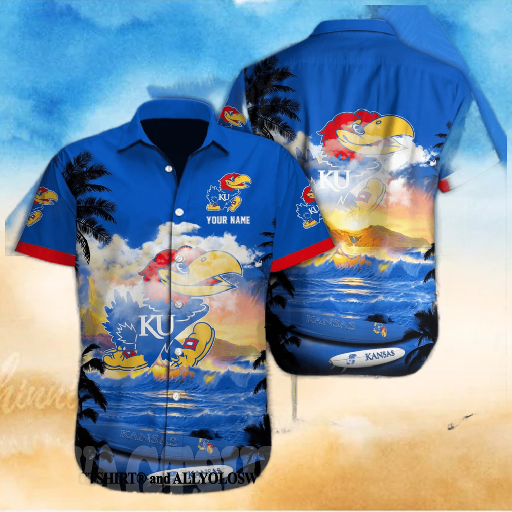 Kansas Jayhawks NCAA Custom All Over Print 3D Pocket Hawaiian - Limotees