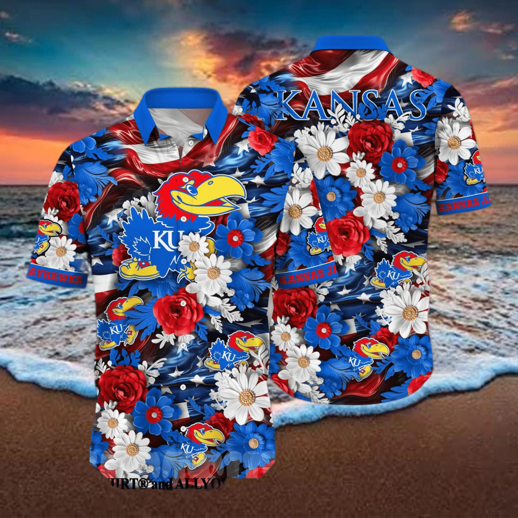 Kansas Jayhawks NCAA Independence Day 3D Full Printed Hawaiian Shirt - Limotees