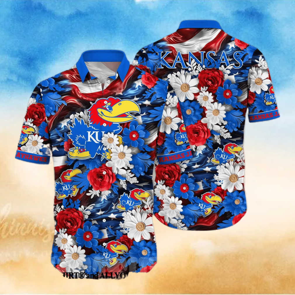 Kansas Jayhawks NCAA Independence Day Unisex Full Printed Hawaiian Shirt - Limotees