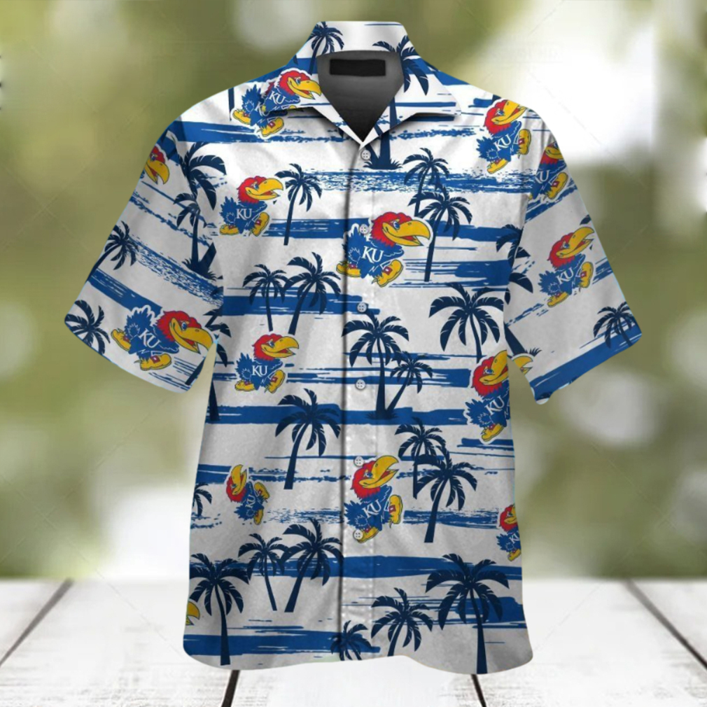 Kansas Jayhawks Short Sleeve Button Up Tropical Hawaiian Shirt - Limotees