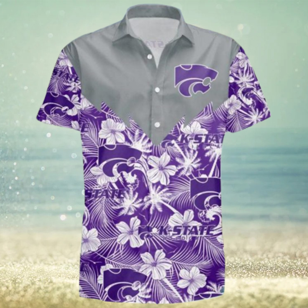 Kansas State Wildcats With Hibicus Flower Beach Summer Pattern 3D Hawaiian Shirt Man - Limotees