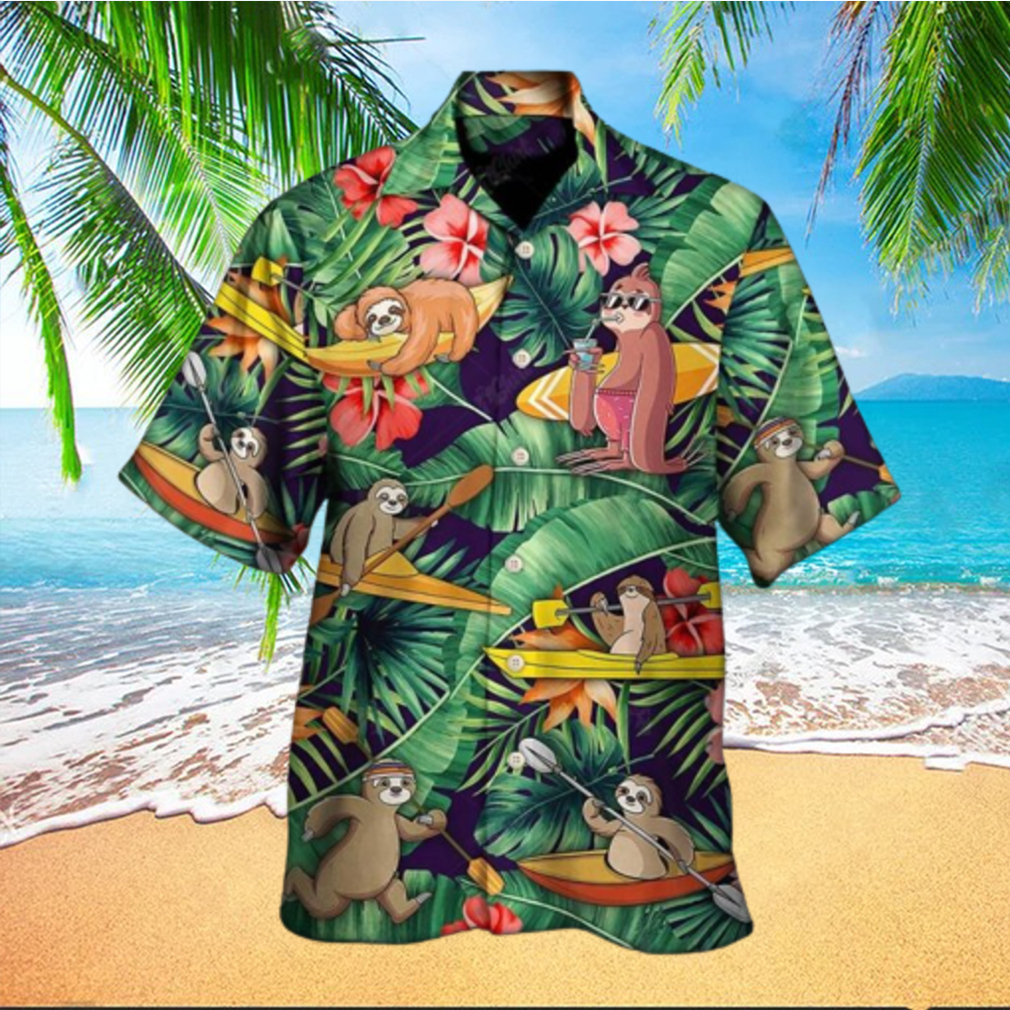 Kayaking Funny Sloth Summer Beach Hawaiian Shirt - Limotees