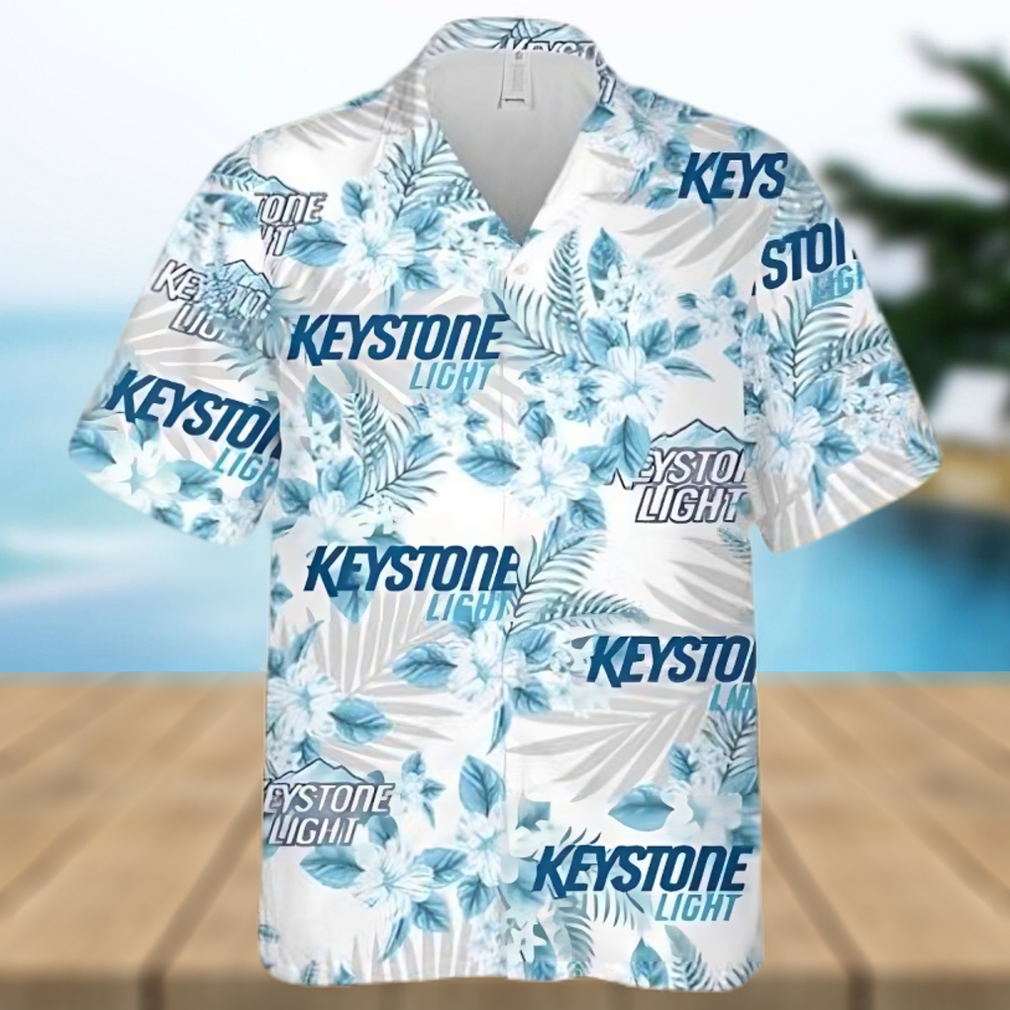 Keystone Light Beer Flowers Pattern Hawaiian Shirt - Limotees