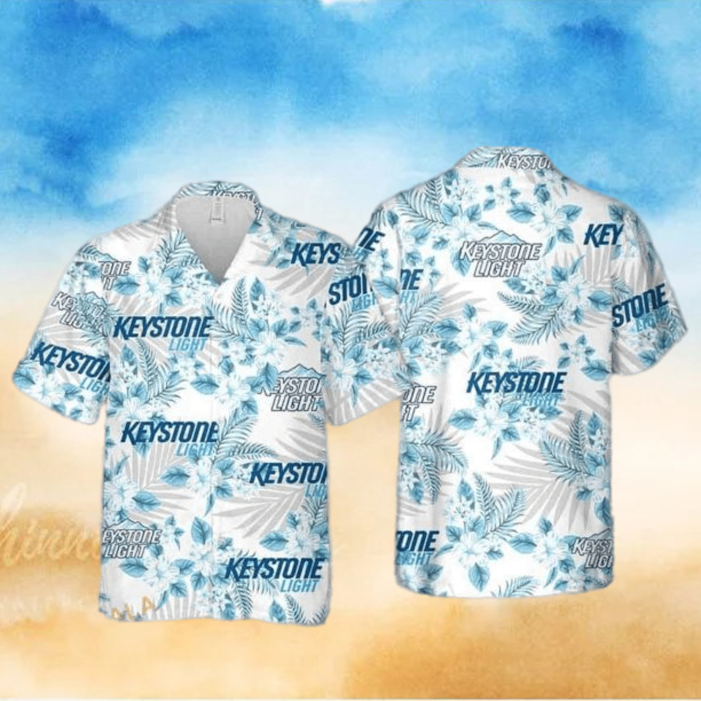 Keystone Light Beer Tropical Flower Pattern Hawaiian Shirt - Limotees