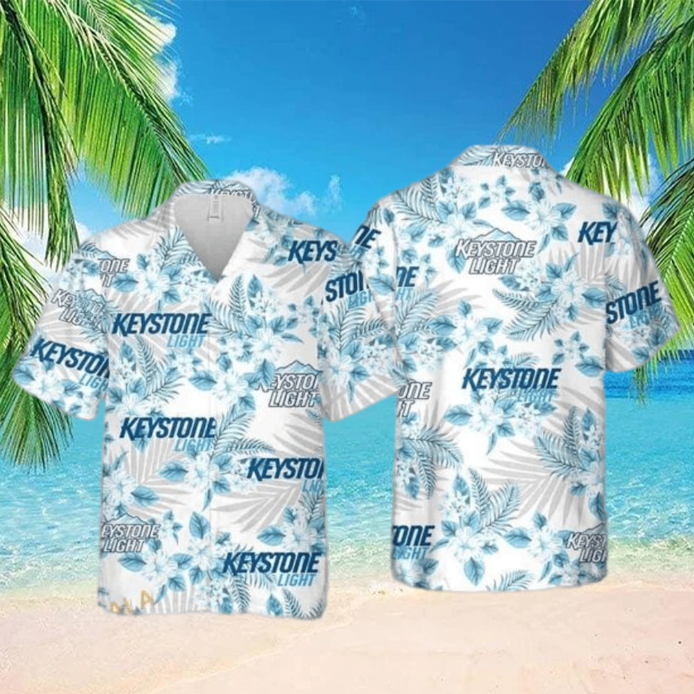 Keystone Light Beer Tropical Flower Pattern Hawaiian Shirt Gift For Beach Trip - Limotees