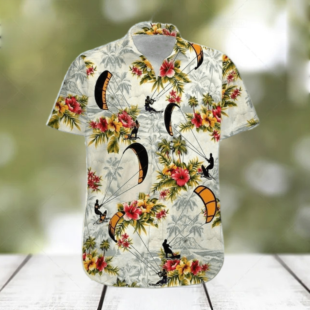 Kitesurfing Yellow Flower Tropical Unisex Hawaiian Shirts - Limotees