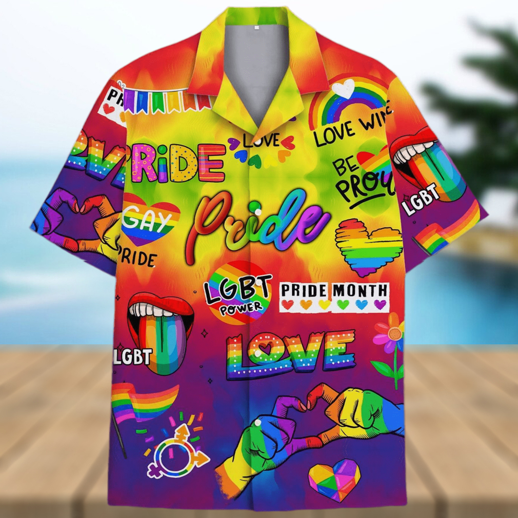 LGBT Rainbow Short Sleeve Aloha Hawaiian Shirt Summer Gift For Men And Women - Limotees