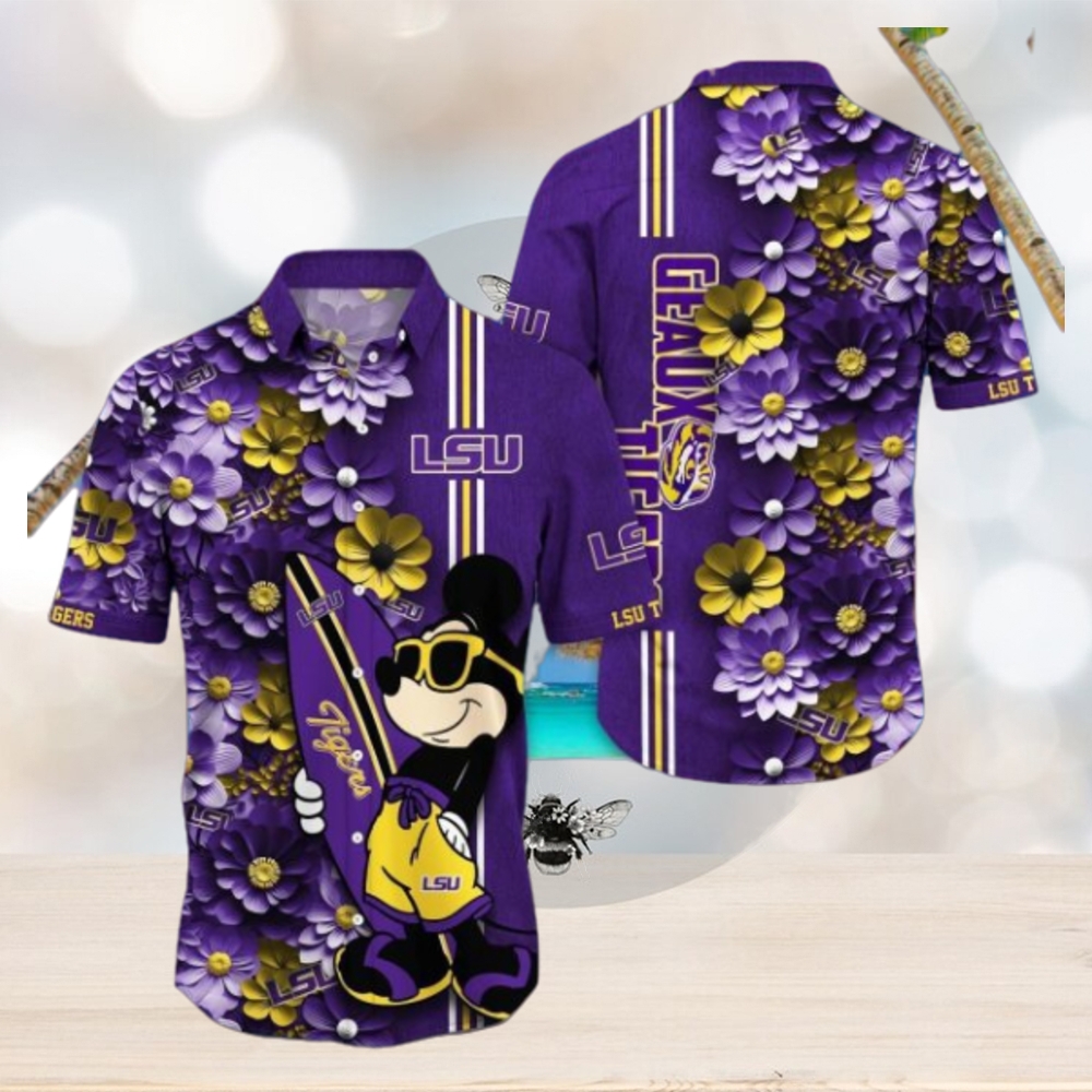 LSU TIGERS Hawaiian Shirt Mickey Love Surfing Trending Summer Gift - Limotees