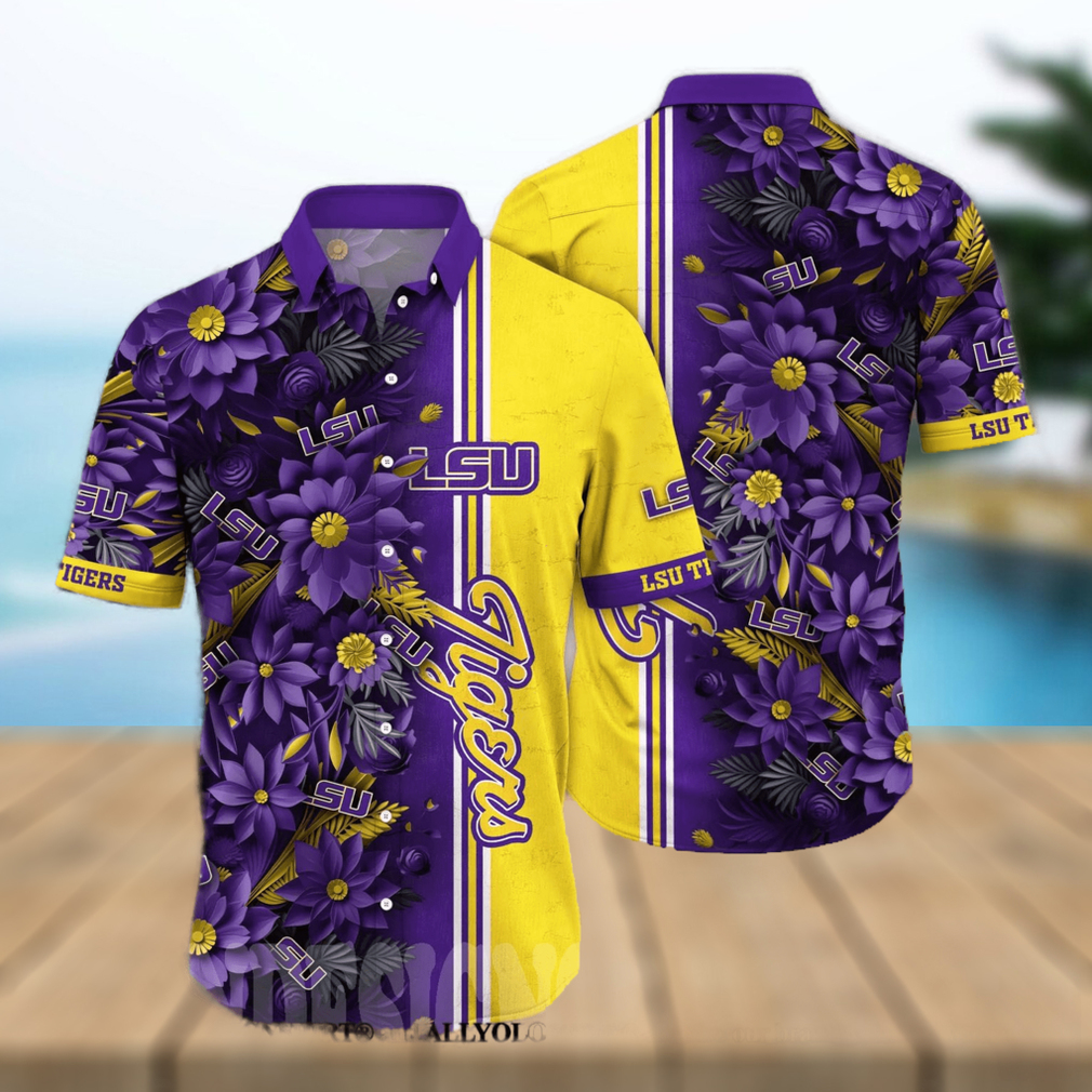 LSU TIGERS NCAA Floral Full Printed 3D Hawaiian Shirt - Limotees