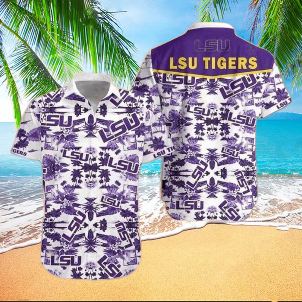 LSU Tigers Hawaiian Shirt Tropical Palm Tree Summer Beach Gift hawaiian shirt - Limotees