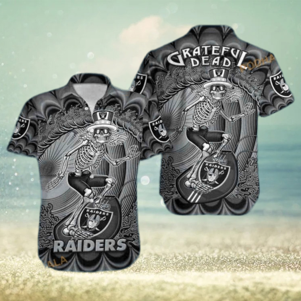 Las Vegas Raiders NFL Hawaiian Shirt Skeleton Grateful Dead Aloha Shirt - Limotees