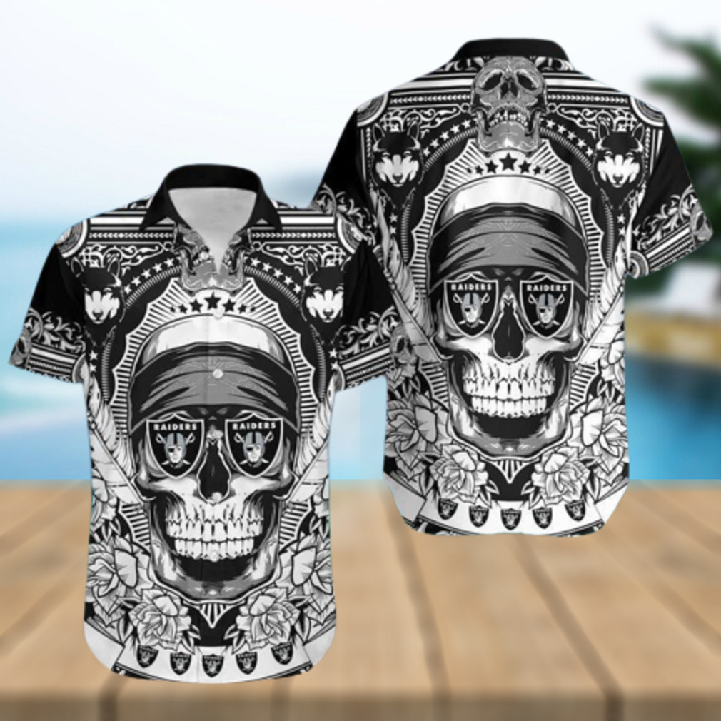 Las Vegas Raiders Skull Nfl 3D Hawaiian Shirt Men And Women For Fans - Limotees