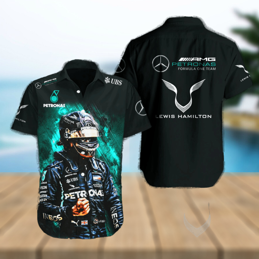 Lewis Hamilton Mercedes AMG Petronas F1 Team UBS Full Printing Short Sleeve Dress Shirt Hawaiian Summer Aloha Beach Shirt - Limotees