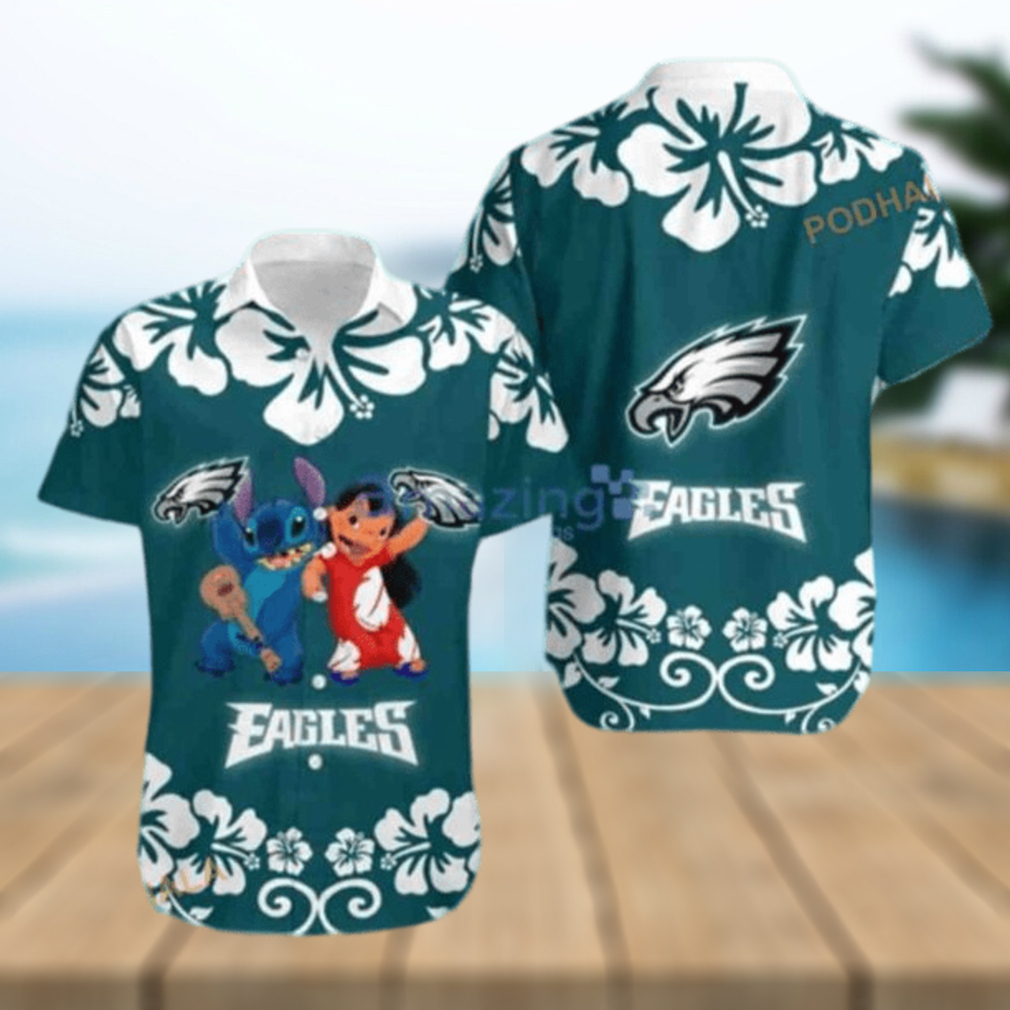 Lilo And Stitch NFL Philadelphia Eagles Hawaiian Shirt Disney Aloha Shirt - Limotees