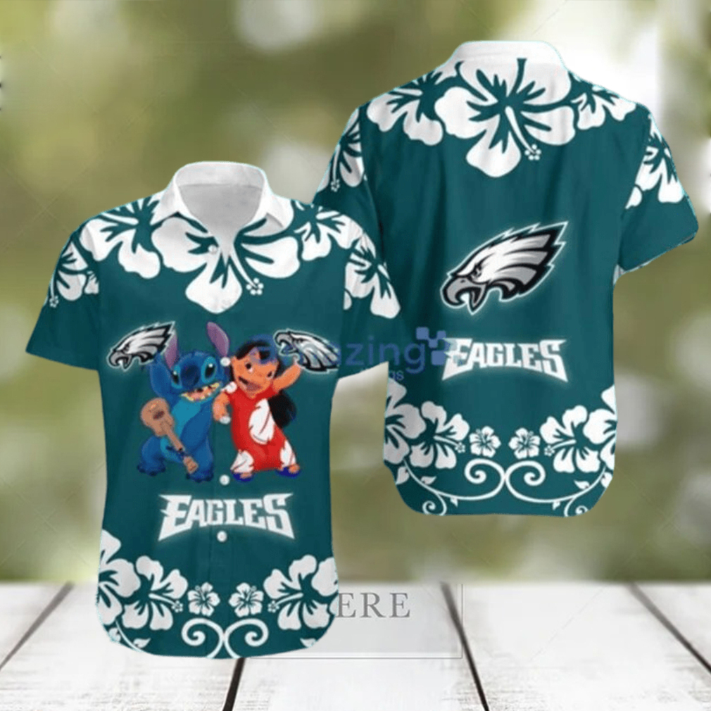 Lilo And Stitch NFL Philadelphia Eagles Hawaiian Shirt Summer Beach Gift - Limotees