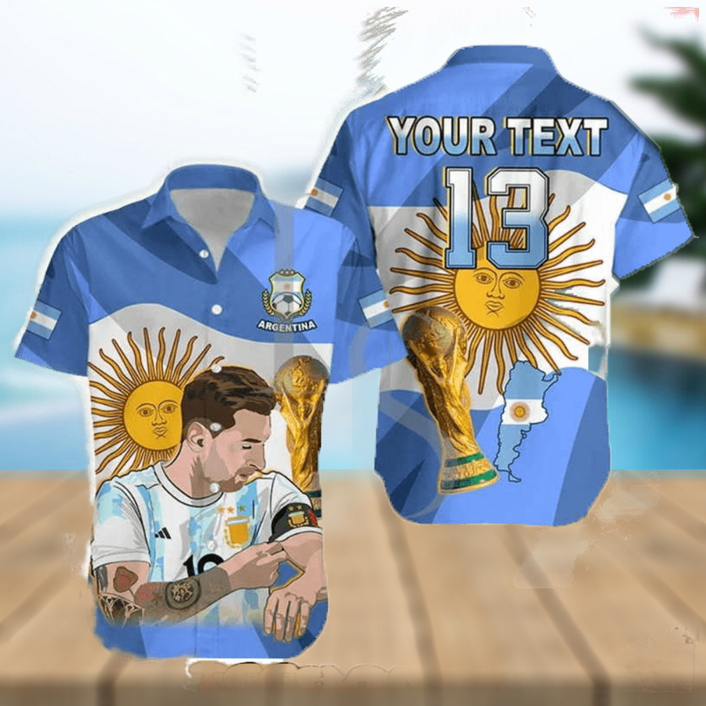 Lionel Messi Argentina Champions Personalized Hawaiian Shirt - Limotees