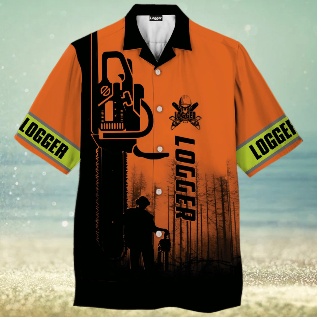 Logger Man Orange Hawaiian Shirt - Limotees