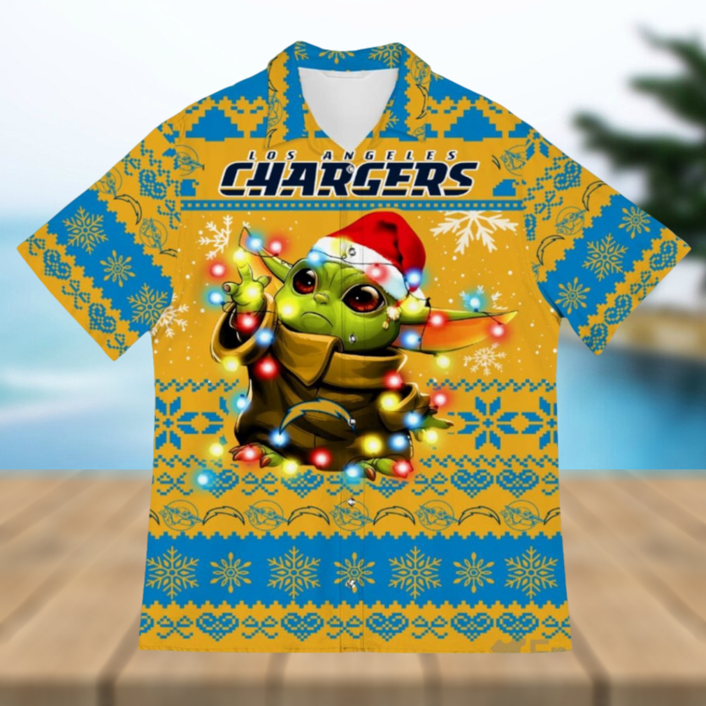 Los Angeles Chargers Baby Yoda Star Wars Christmas Hawaiian Shirt - Limotees