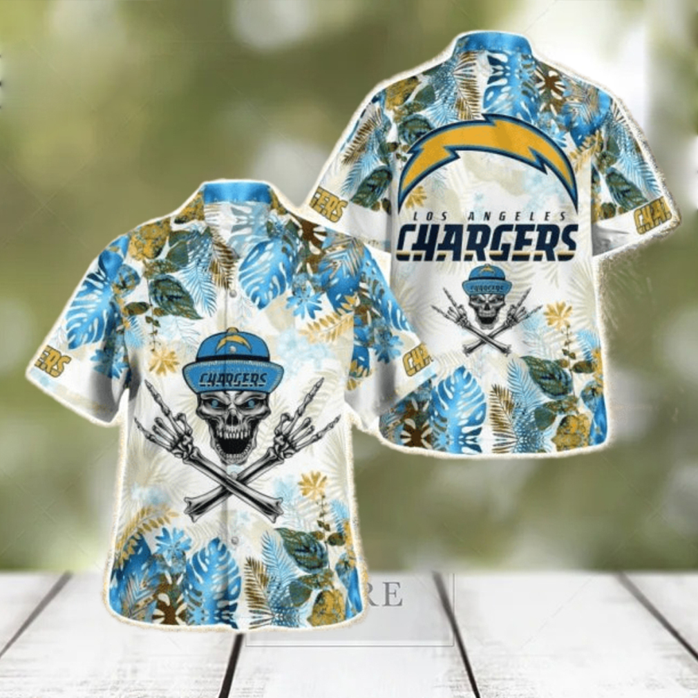 Los Angeles Chargers Skull Tropical Hawaiian Shirt - Limotees